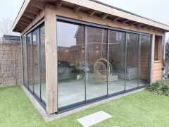 Glazen Schuifwand Ral7016